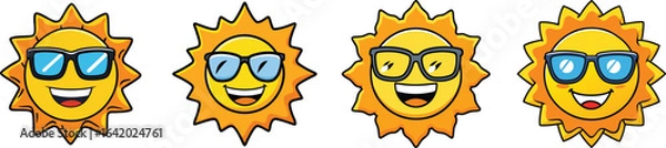 Fototapeta bundle Smiling sun with sunglasses colorful sticker