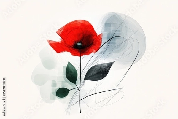 Obraz A vibrant poppy flower design with abstract elements.