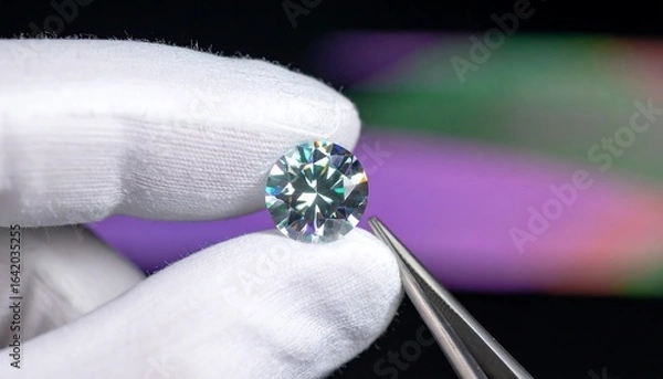 Obraz Expertly held round brilliant cut diamond