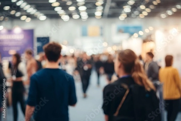 Fototapeta Blurred Crowd at a Trade Show Hallway