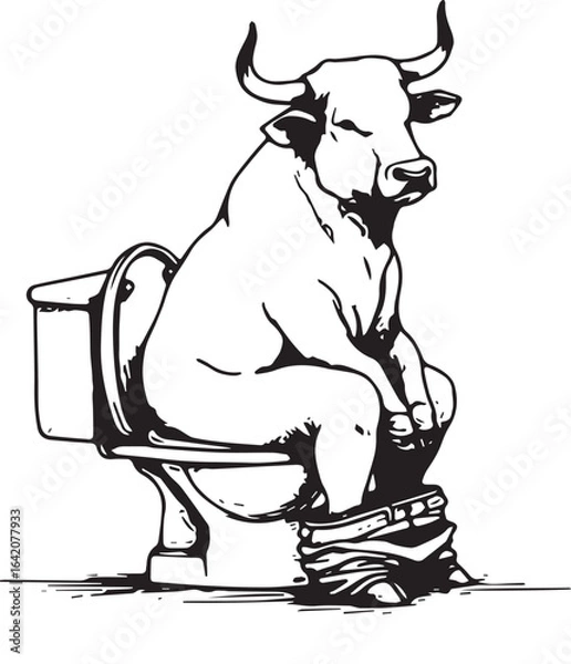 Obraz Bull on a Toilet