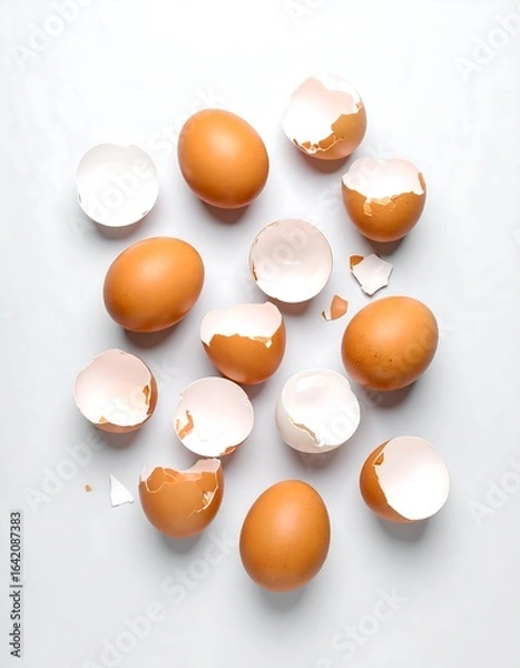 Obraz Broken eggshells and whole eggs