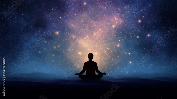 Obraz Meditation Under a Starry Night Sky