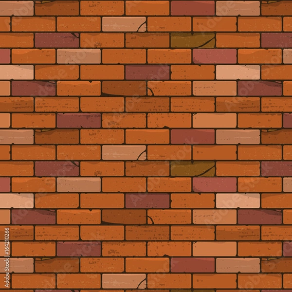 Fototapeta Red brick wall seamless texture pattern for continuous replicate