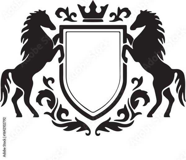 Obraz Royal Crest with Horses and Shield
