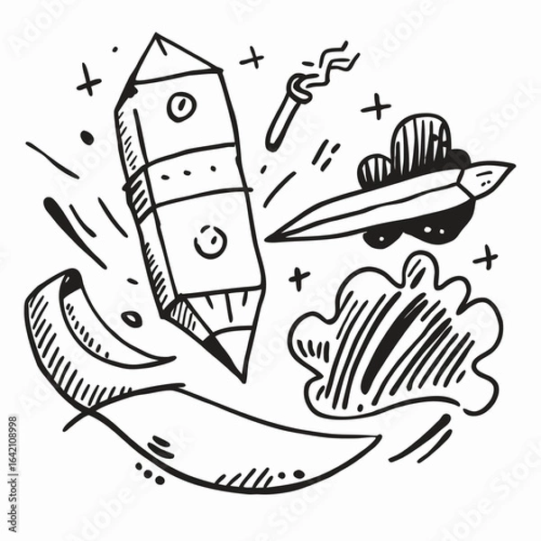 Fototapeta Fun and Freeform Doodle Elements for Personalized Creative Expression