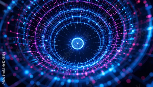 Fototapeta Data Vortex AI Cyberspace Blue & Magenta Technology Flow


