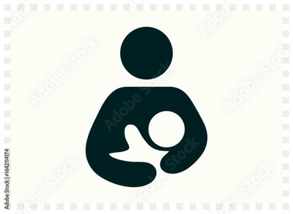 Fototapeta Breastfeeding symbol vector graphic representing mother and baby nursing, a universal icon of maternal care and infant nutrition. Universal symbol series.