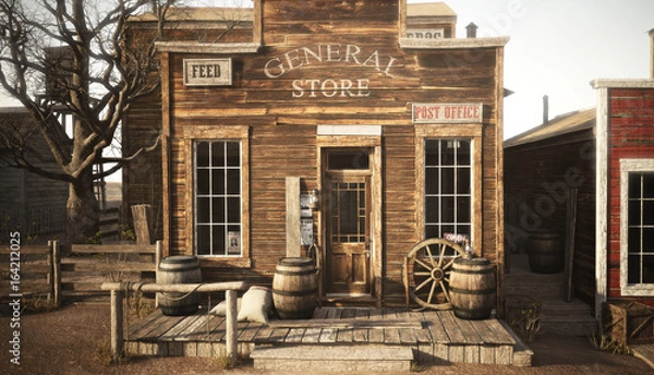 Obraz Sklep wielobranżowy w stylu western Renderowania 3d