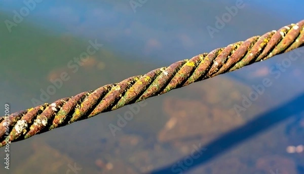 Fototapeta Closeup rusty twisted metal cable