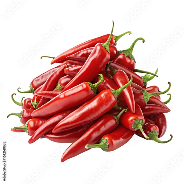 Obraz Fresh Red Chili Peppers Isolated on Transparent Background