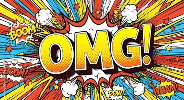 Fototapeta OMG! Comic Book Pop Art Explosion Background