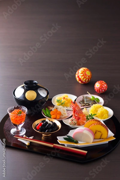 Fototapeta 【おせち料理】新年をお祝いするお正月。おせち料理を準備して年神様をお迎えします。