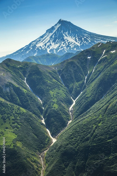 Obraz Kamchatka aerial views of mountains and volcanos 