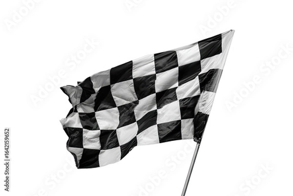 Obraz Checkered race flag waving in wind