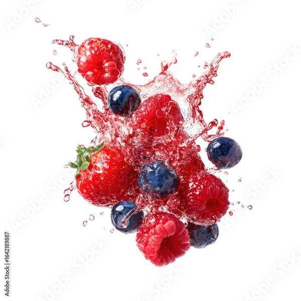 Fototapeta Fresh berries exploding in a vibrant splash