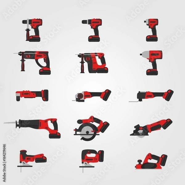 Obraz Red modern cordless power tools set