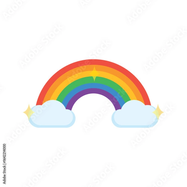 Fototapeta Rainbow with sparkly clouds. Vector