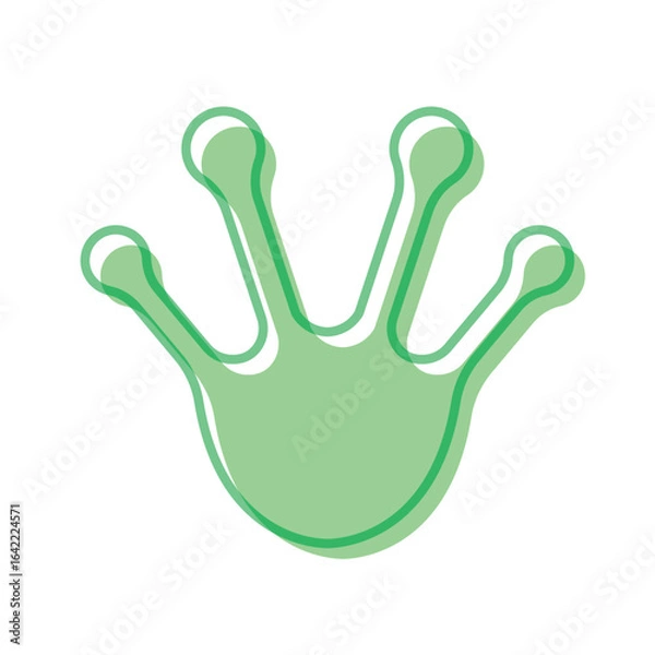 Obraz Green frog footprint icon. Vector