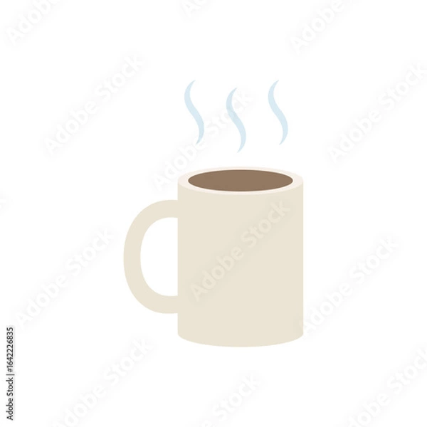 Obraz Beige coffee mug with steam. Vector