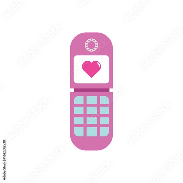 Obraz Pink flip phone. Vector