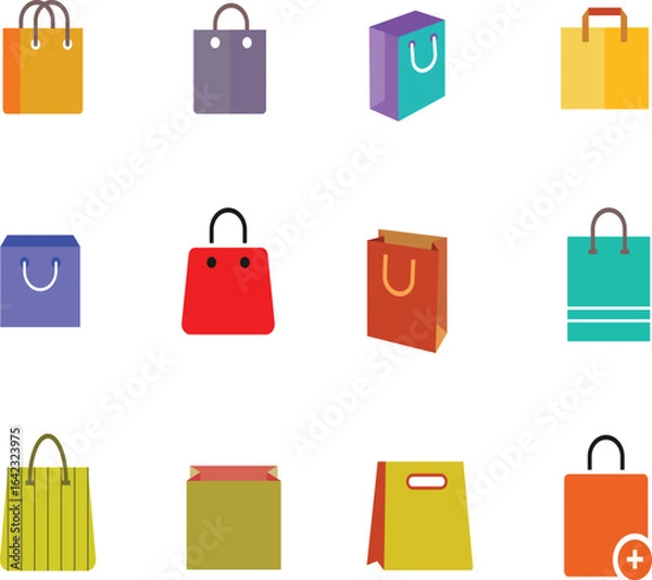 Obraz Minimalist shopping bag vector, perfect for retail, e-commerce, packaging, and branding projects. Ideal for web, print, and promotional designs
