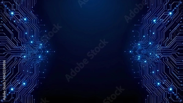 Obraz Tech-Inspired Digital Art with Glowing Blue Circuits
