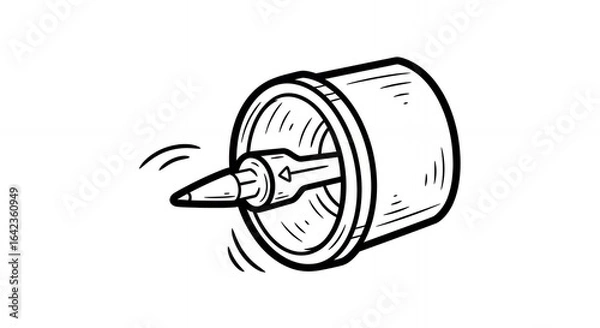 Fototapeta Monochrome Whisk Illustration Side View Detailed Linework Showing Movement on White Background Kitchen Cooking Utensil Art