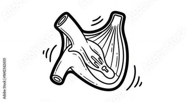 Obraz Stylized Black and White Line Drawing of a Wire Whisk Kitchen Utensil on Plain White Background for Cooking and Food Preparation Design