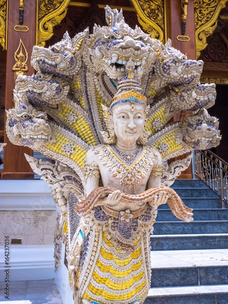Fototapeta Beautiful temple in Thailand, the statue of Buddha and architecture .