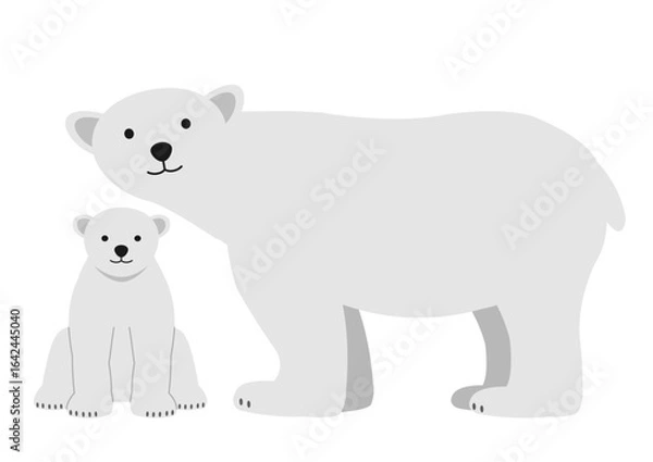 Fototapeta 寄り添う白熊の親子のイラスト
