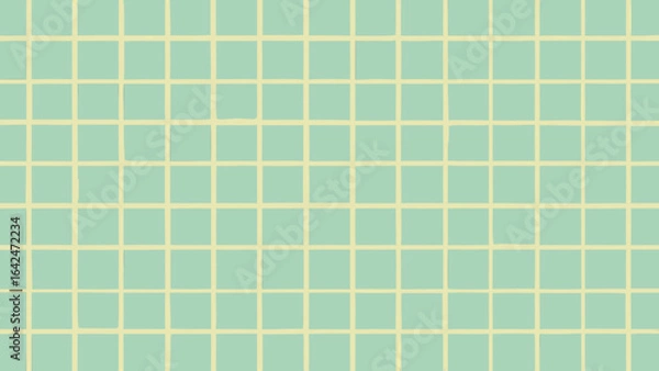 Fototapeta Simple Grid Pattern With Hand Drawn Squares In Cream And Teal background