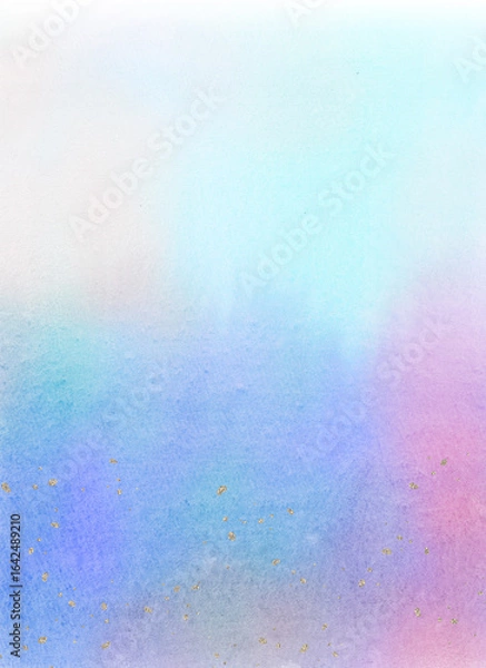 Obraz ゴールドの粒が散るパステルカラーのグラデーション水彩テクスチャ