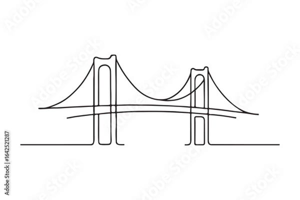 Fototapeta Bridge Connection continuous one line drawing minimalism design