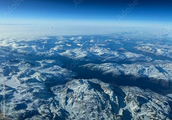 Fototapeta an aerial view of Greenland and it ice pack.