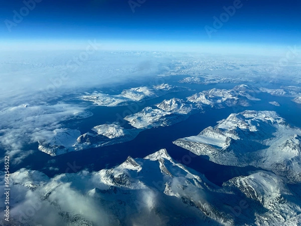 Fototapeta an aerial view of Greenland and it ice pack.