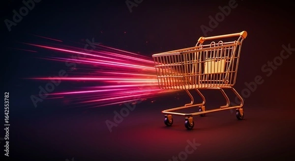 Fototapeta Shopping Cart with Speed Lines Effect