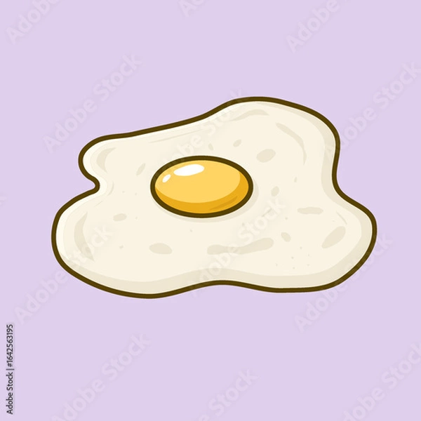 Obraz Fried Egg Cartoon Illustration With Background 