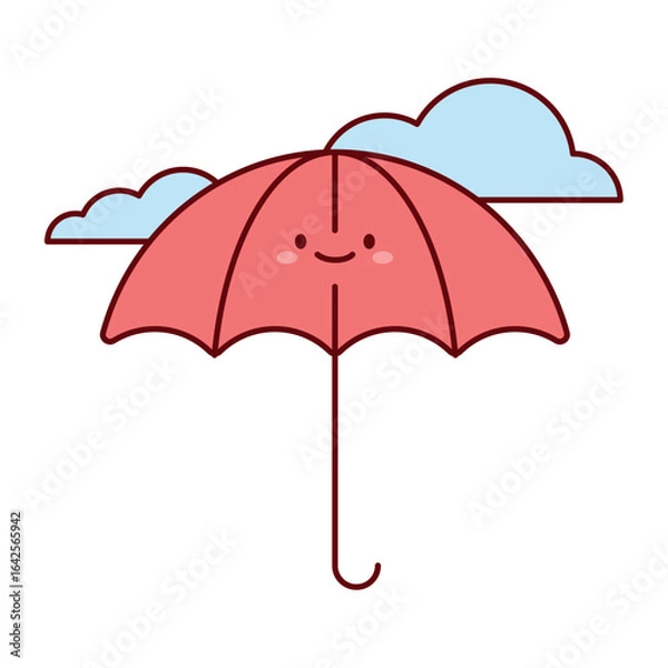 Fototapeta Umbrella And Clouds Flat Vector