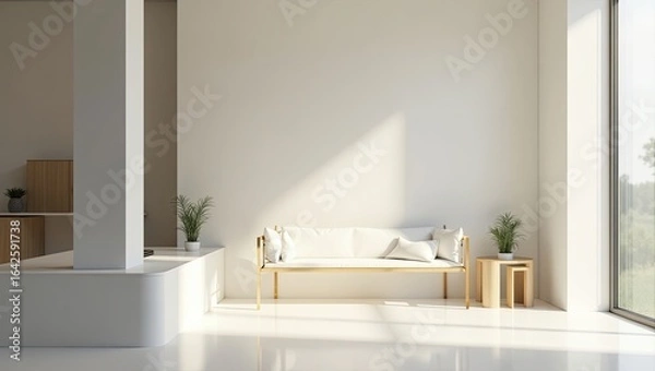 Fototapeta Modern, minimalist interior design with a light and airy ambiance.