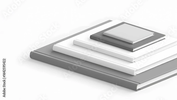 Fototapeta Stack of Books Mockup Different Sizes and Colors Simple Background