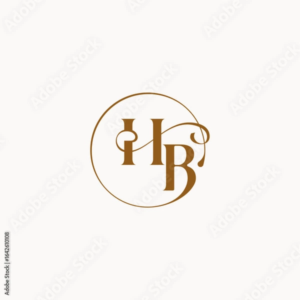 Fototapeta circle fows wedding logo monogram elegant style letter luxurius feeling with flow HB