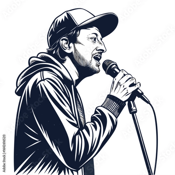 Fototapeta Outstanding Create Bold Stroke Live Streamer Talking Into Artistic Expression Excellence Cool Refreshing Aesthetic Ideal for Editorial Content Creation Professional Grade Creative Asset Collection Cre