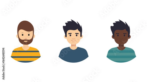 Fototapeta A colorful vector illustration depicts a fun cartoon family with smiling children, a young man, and a woman vector art icon illustration clip art on white background