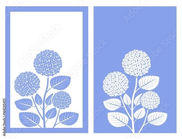 Obraz blue hydrangea on blue background and frame ,vector illustration