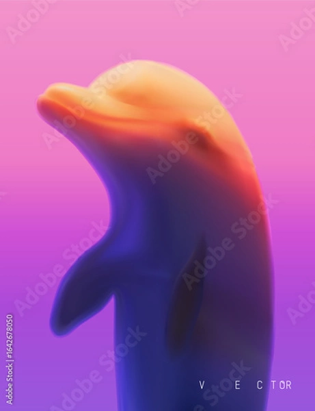 Obraz A blurry profile of a dolphin against a bright background.