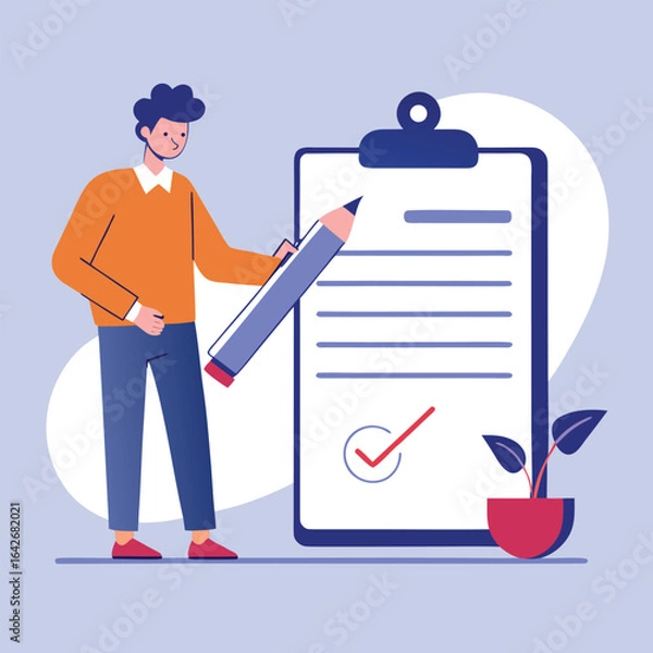 Obraz Legal Document Signing Process – Flat Design Vector Graphic