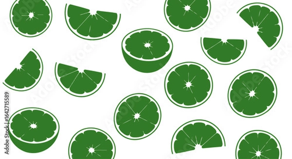 Fototapeta refreshing lime slices pattern vibrant green design for summer projects