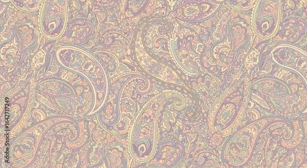Fototapeta Pastel paisley pattern design with intricate swirls and curves.