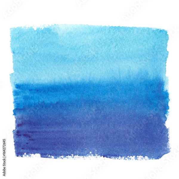 Fototapeta Pale blue to dark blue square gradient painted in watercolor on clean white background